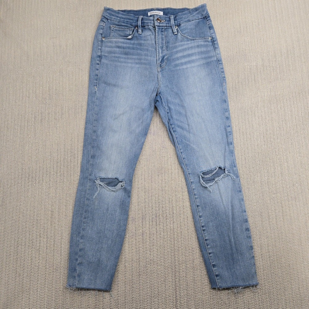 Good American Jeans Womens 8 Distressed 29 Waist High Rise Skinny Denim Pants
